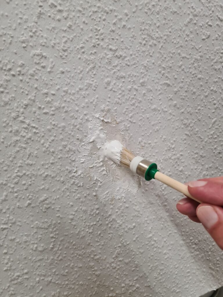 Raufasertapete – Schäden leicht selbst reparieren 04 Schaden1 Farbe auf kahle Stelle